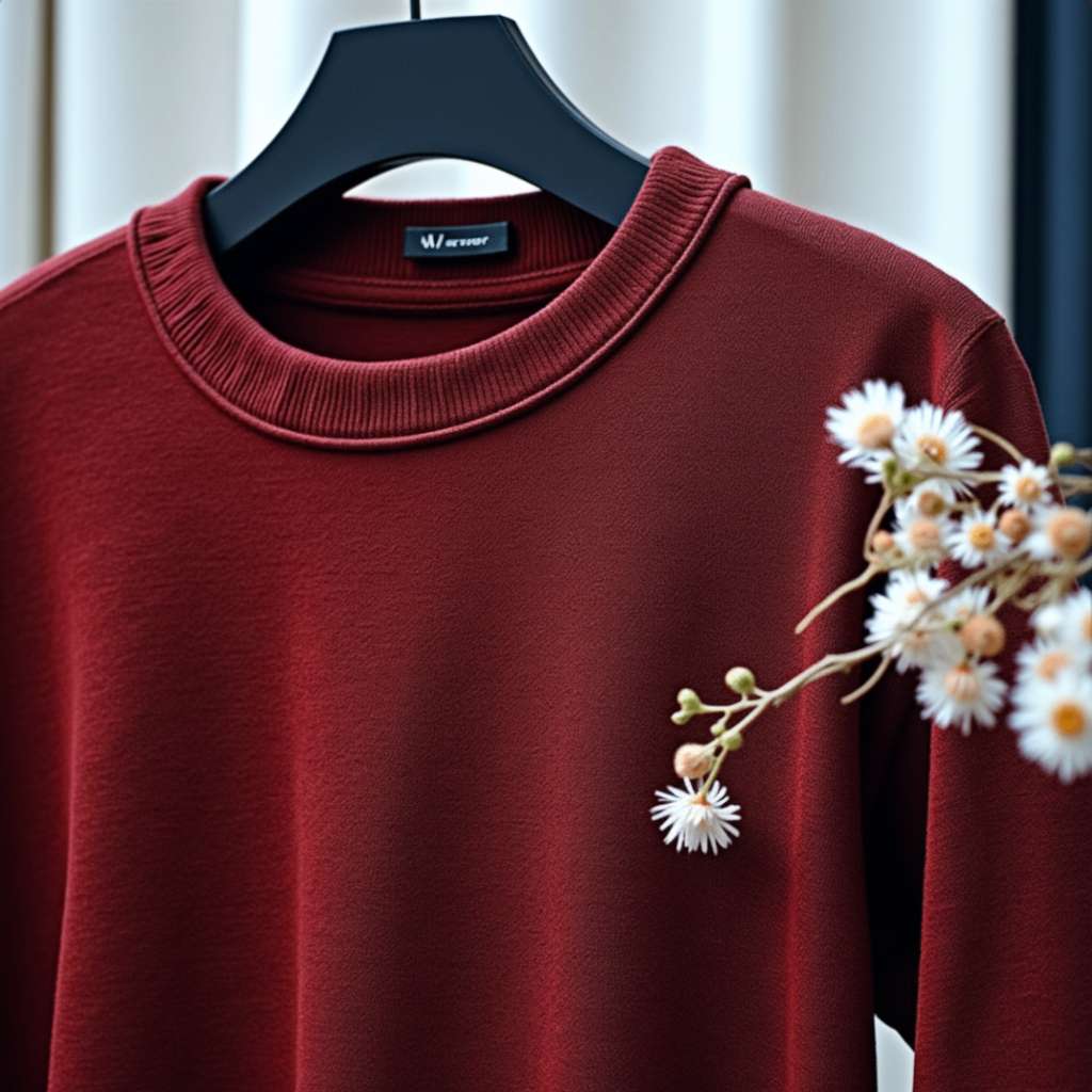 Elegant Floral White T-Shirt - Maroon