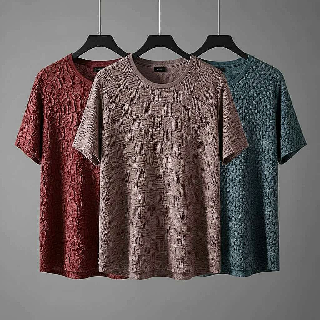 Set of Three Textured T-Shirts