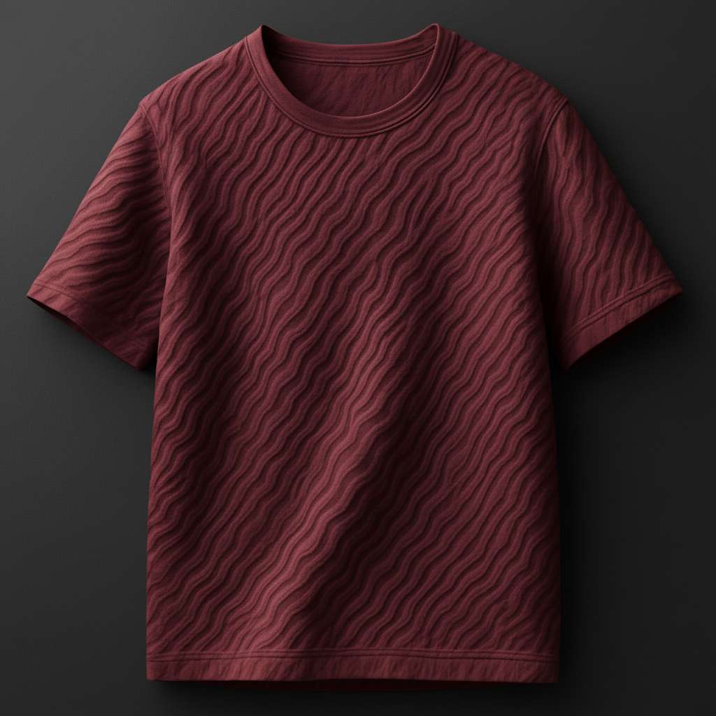 Sophisticated Wavy Pattern T-Shirt - Maroon