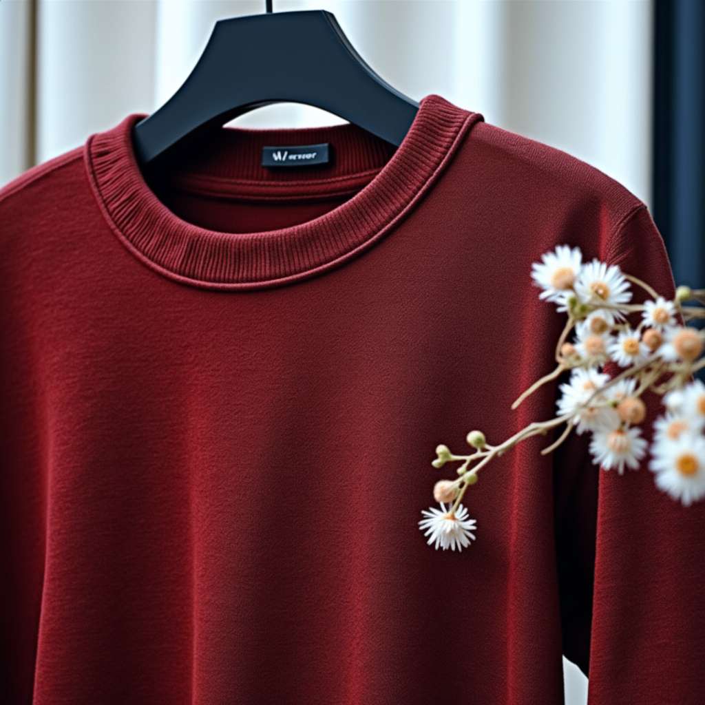 Minimalist Floral T-Shirt - Maroon