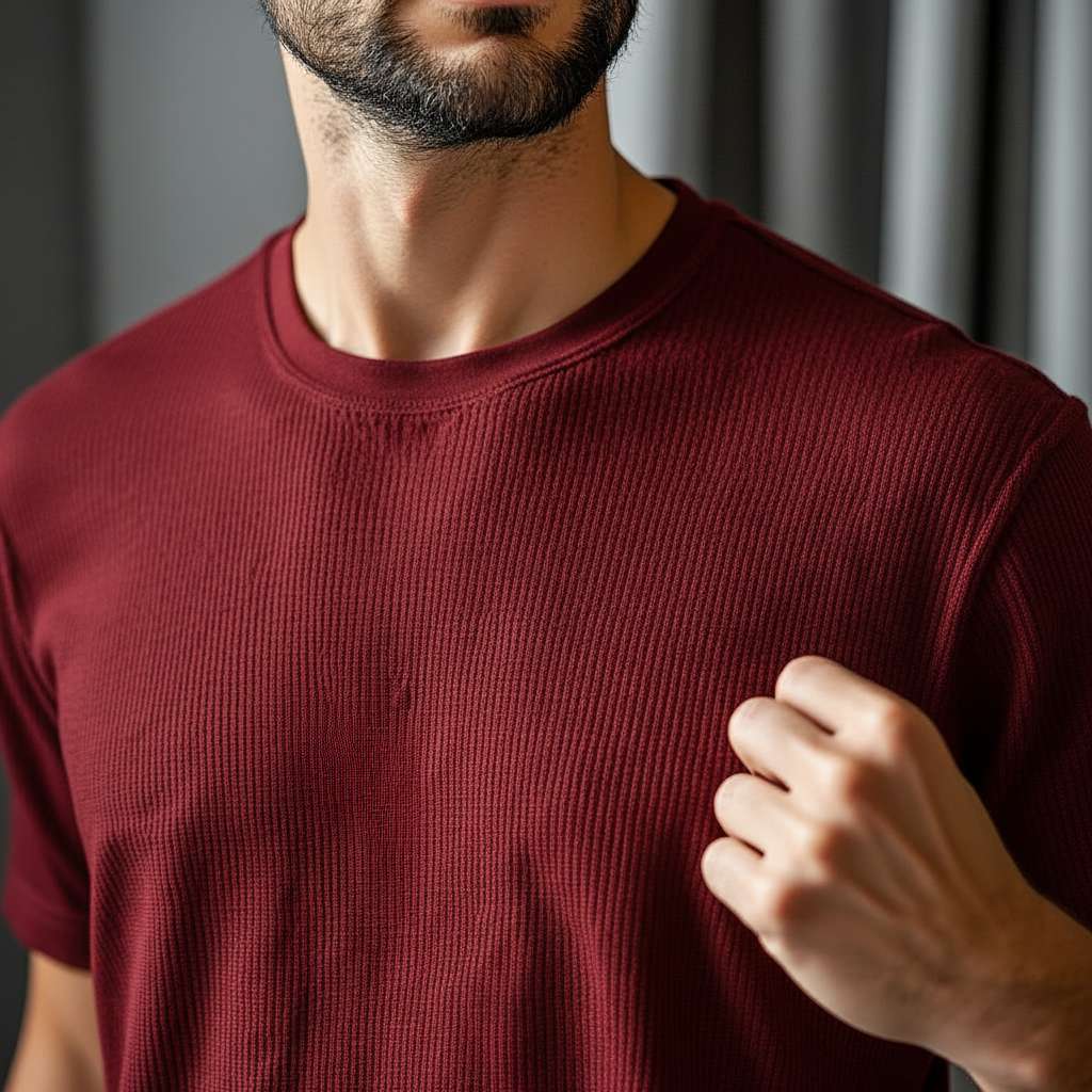 Clean and Simple White T-Shirt - Maroon