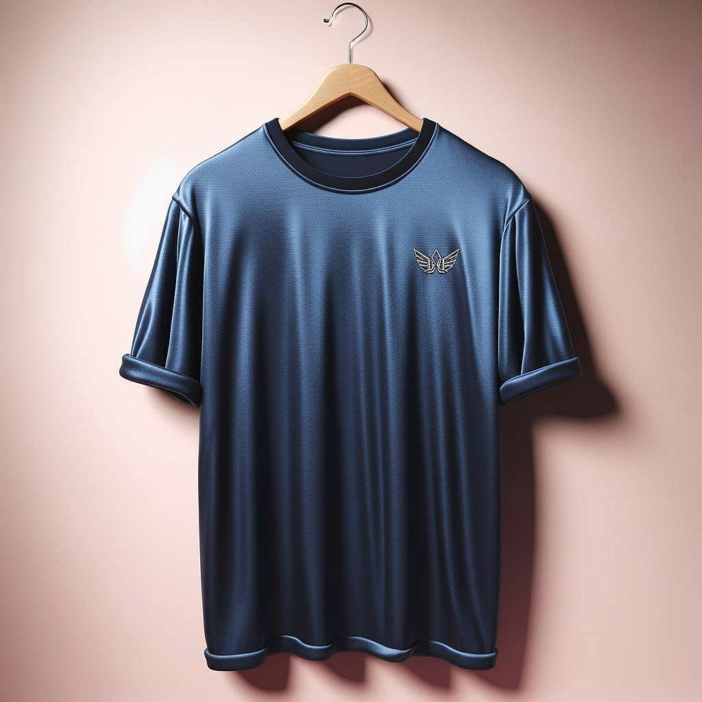 Sleek Dark Blue T-Shirt with Wing Emblem