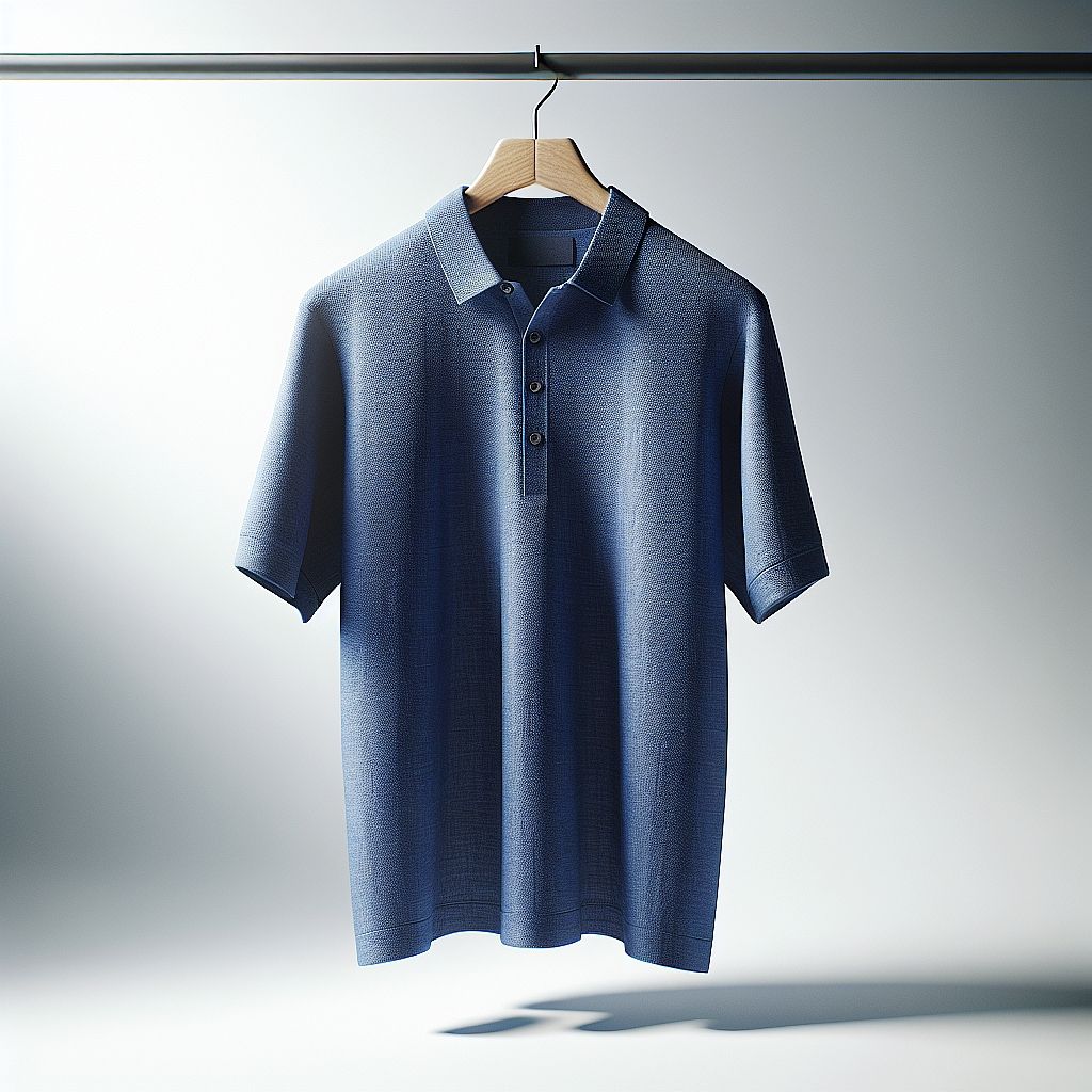 Classic Blue Polo Shirt with Subtle Pattern