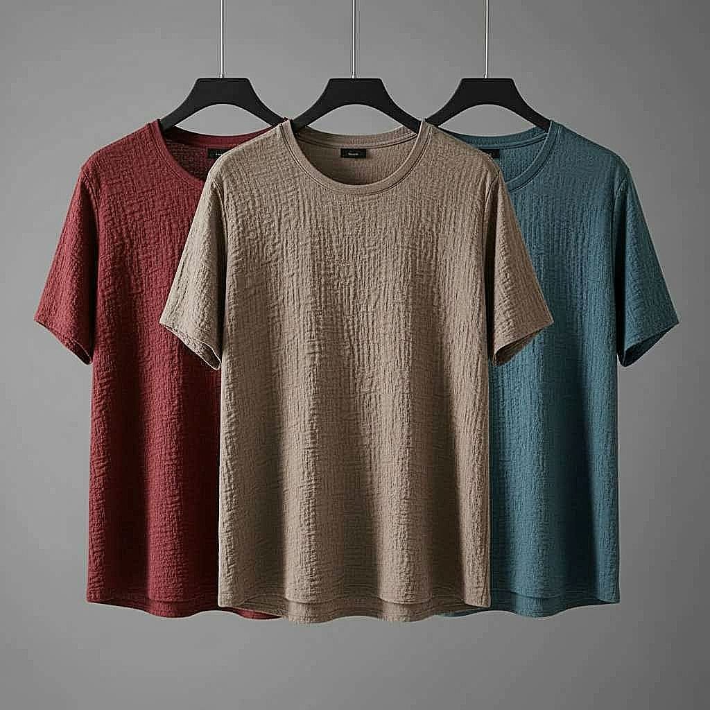 Earth-Toned Textured T-Shirt Combo Set