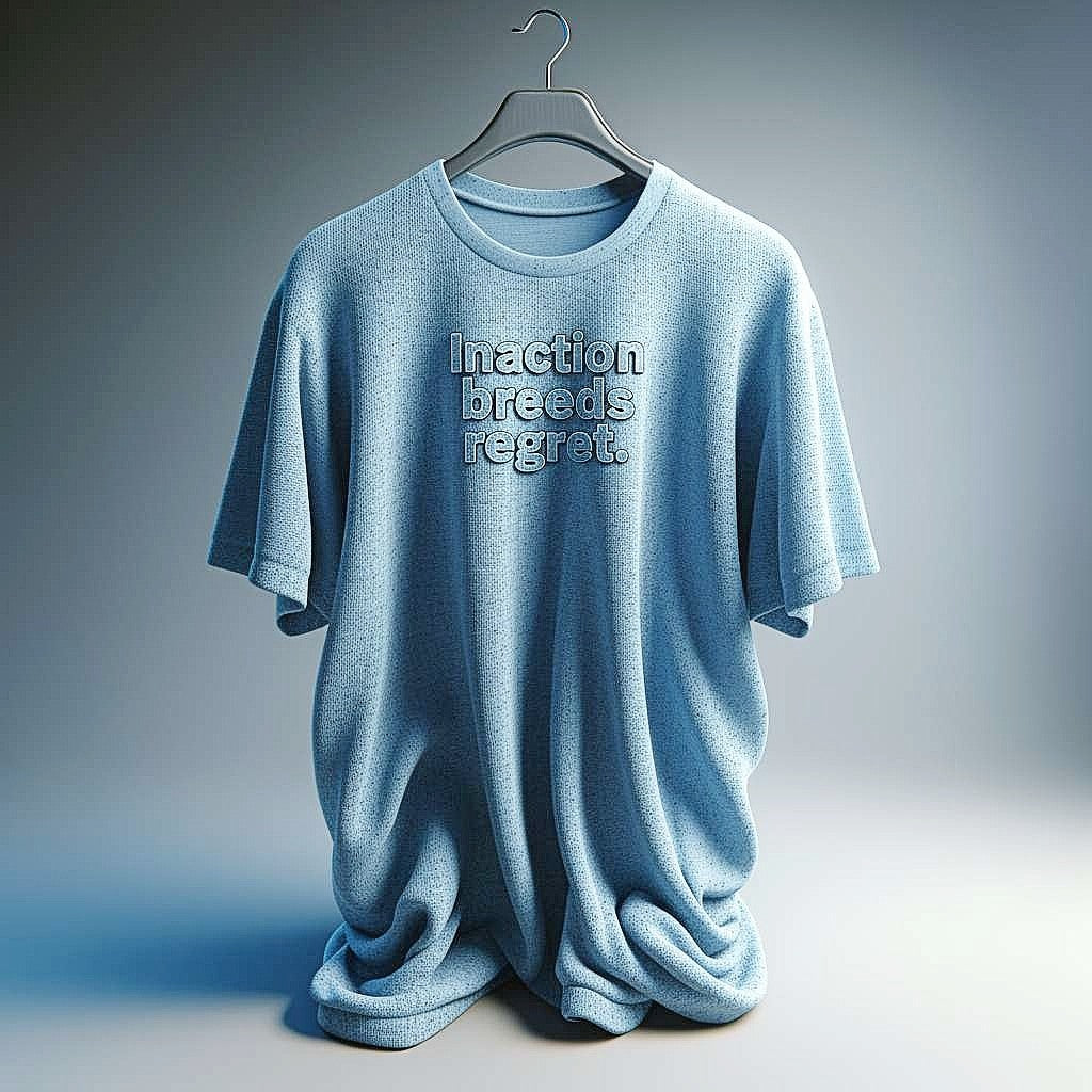 Inaction Breeds Regret T-Shirt in Light Blue