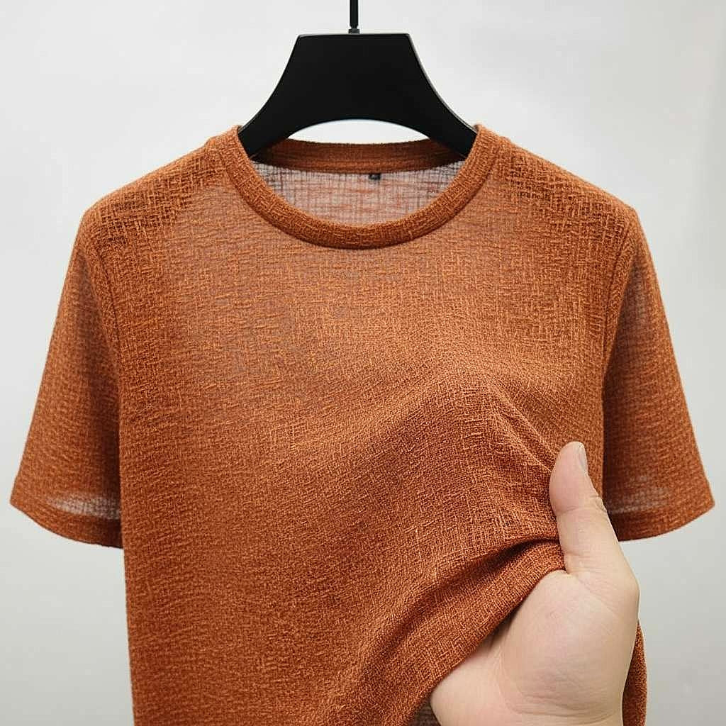Sophisticated Brown Textured T-Shirt