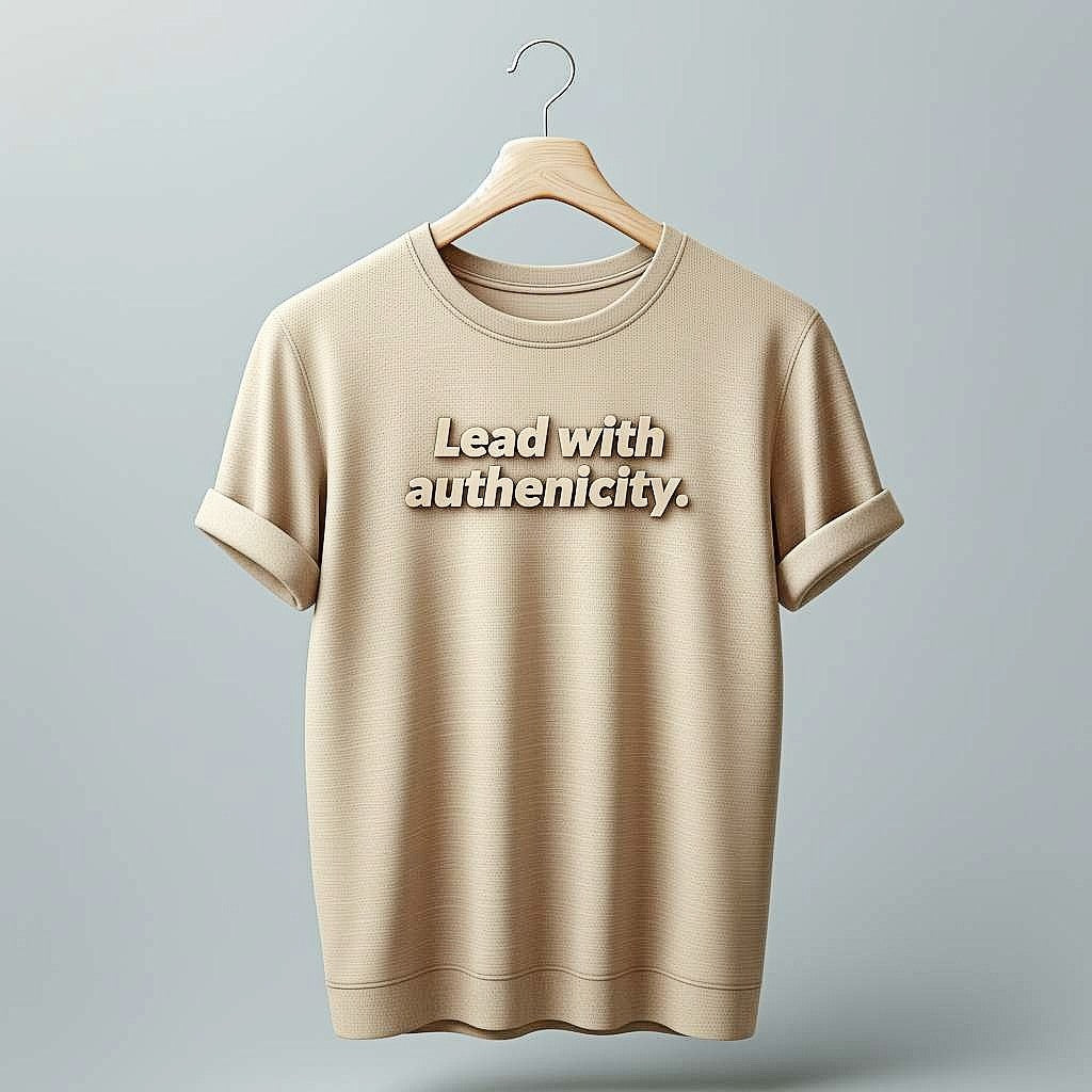 "Lead with authenticity." Minimalist Beige T-Shirt