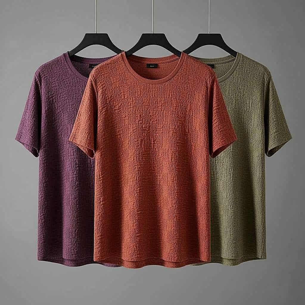 Earth Tone Textured T-Shirt Set