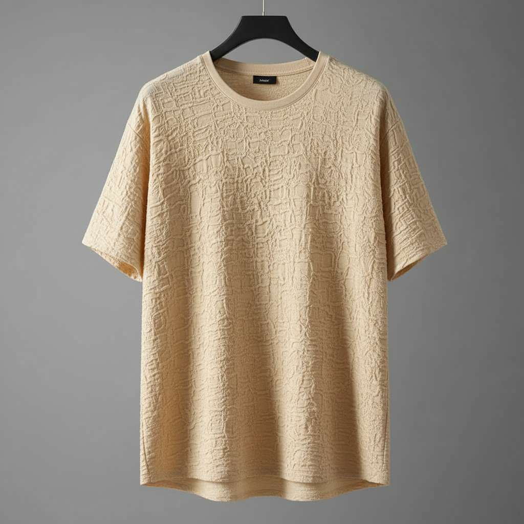 Textured Beige T-Shirt for the Modern Minimalist