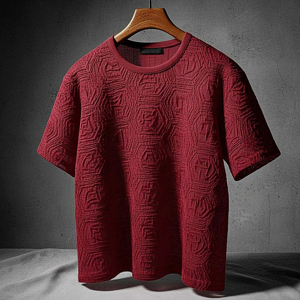 Sophisticated Red Textured T-Shirt