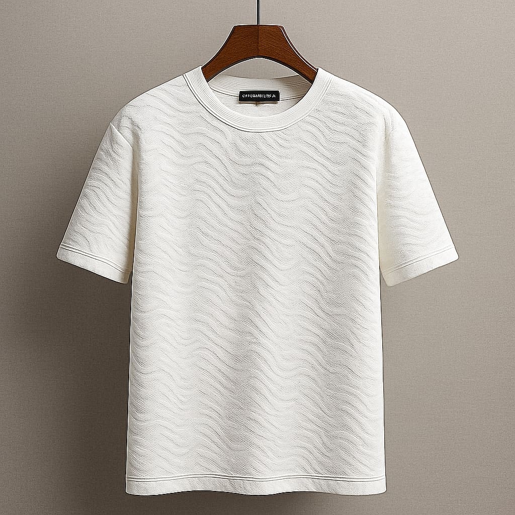 Elevate Your Wardrobe with this Minimalistic Textured White T-Shirt