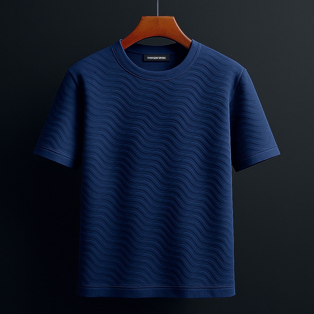 Sleek and Sophisticated Navy Blue Wave T-Shirt