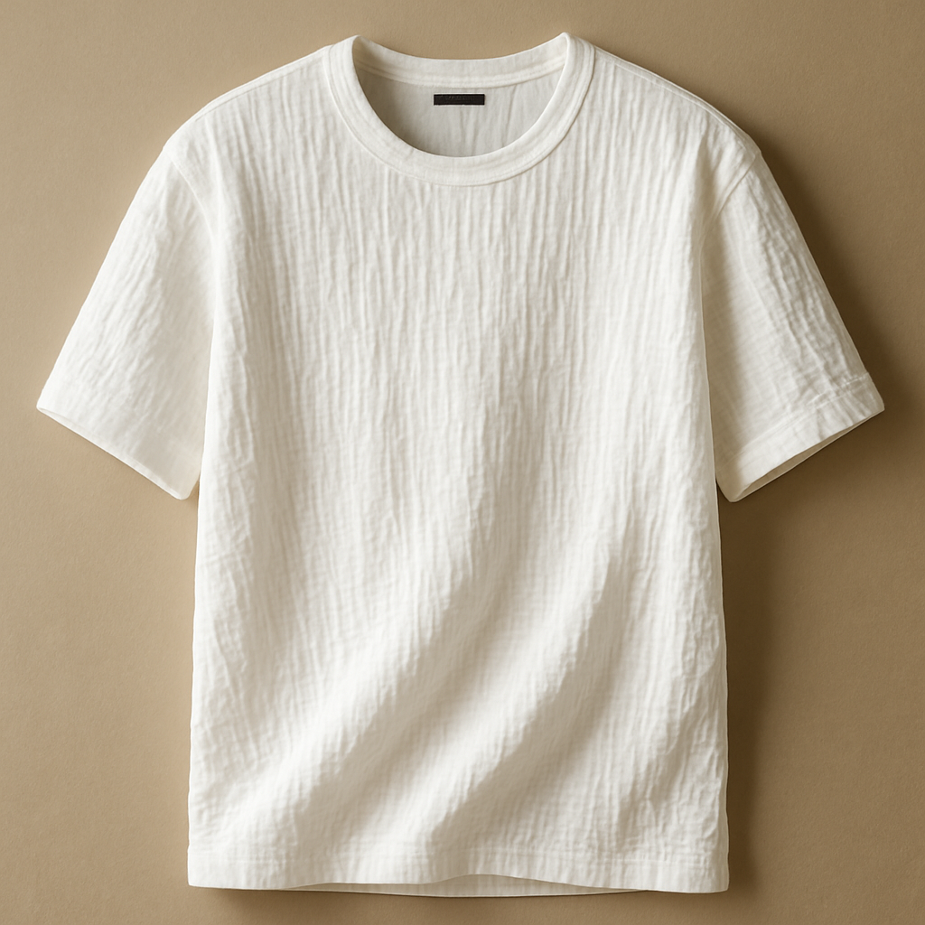 Minimalist Off-White T-Shirt with Textured Fabric