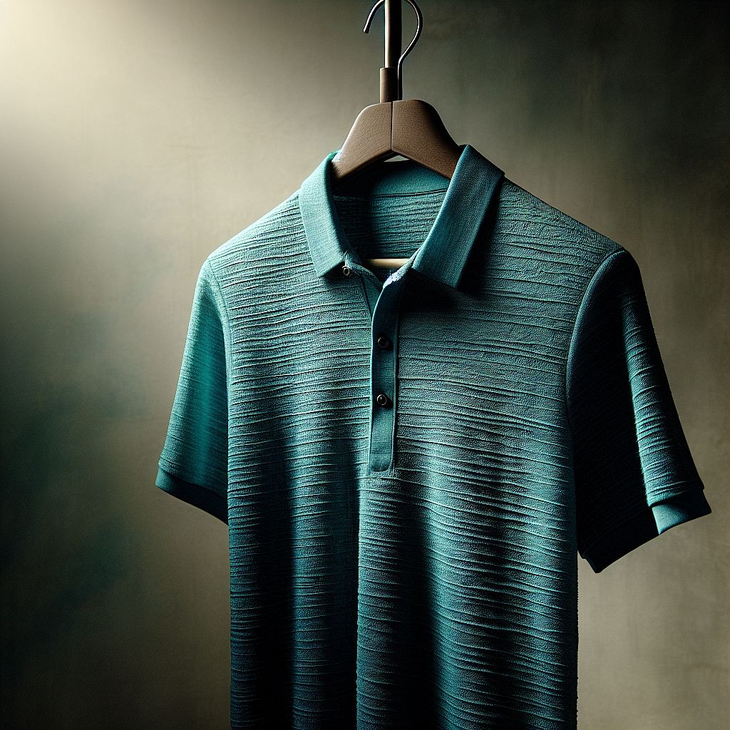 Sophisticated Teal Polo Shirt with Textured Pattern