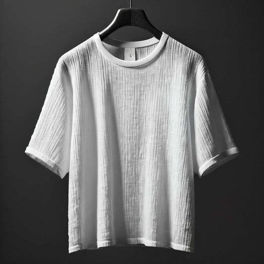 Minimalist Textured White T-Shirt - White