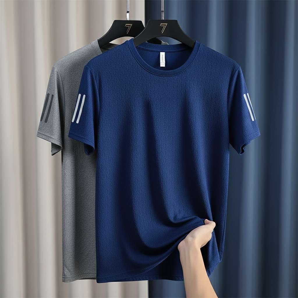 Minimalist Striped Sleeve T-Shirt - Navy