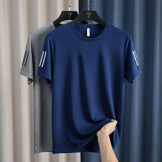Minimalist Striped Sleeve T-Shirt - Navy