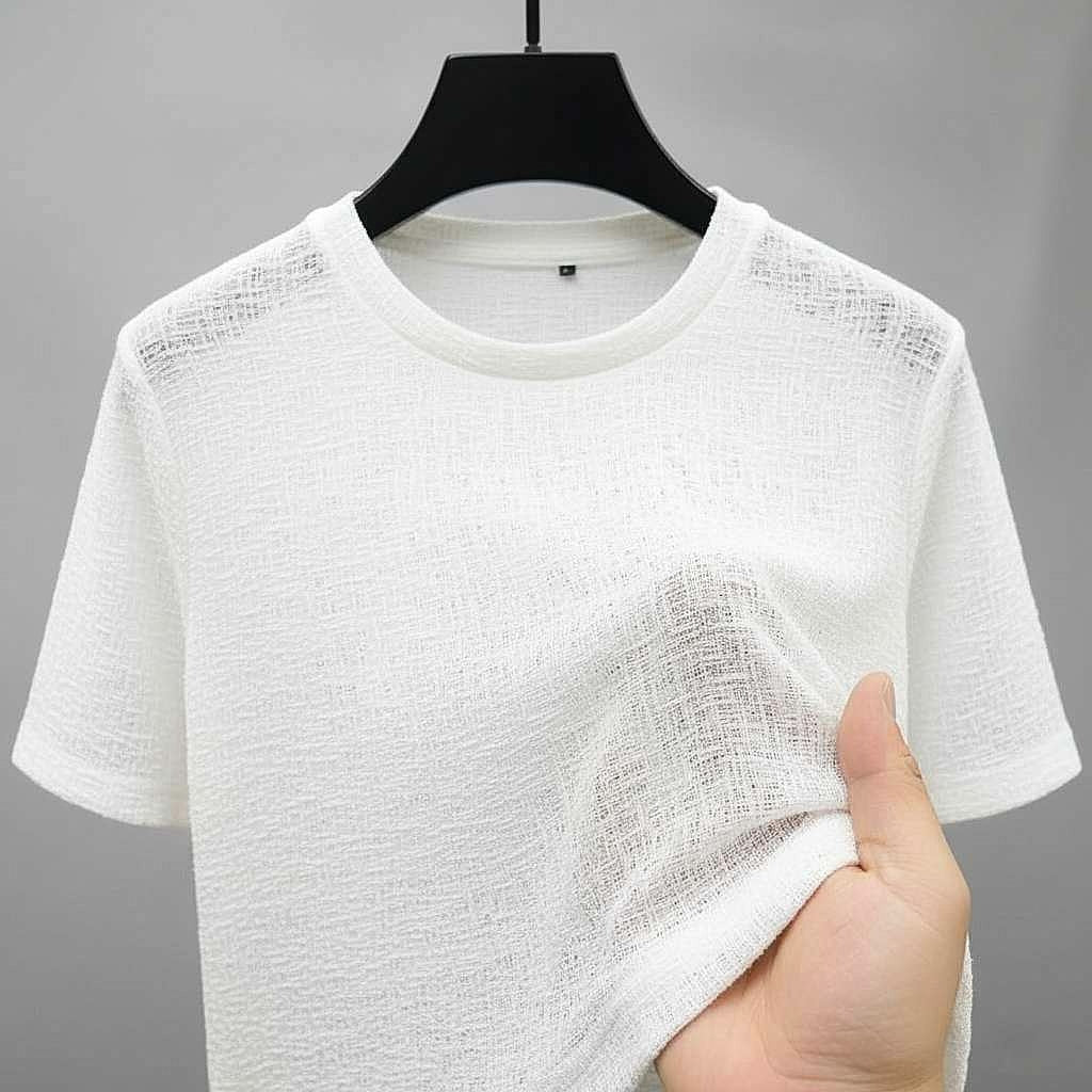 Sheer White Textured T-Shirt
