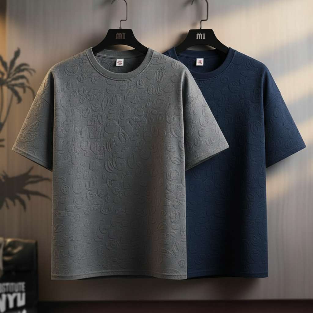 Embossed Texture T-Shirt - Grey