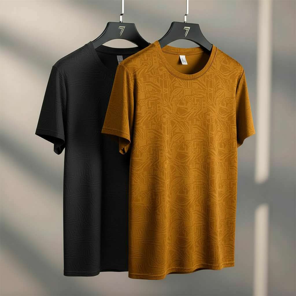 Monochromatic Geometric T-Shirt - Black