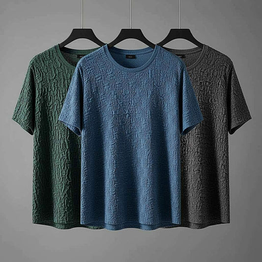 Textured Dimensional T-Shirt in Green, Blue, and Dark Gray