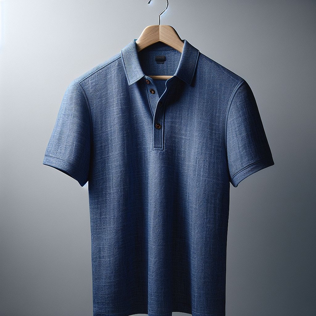 Classic Blue Polo Shirt with Buttoned Placket
