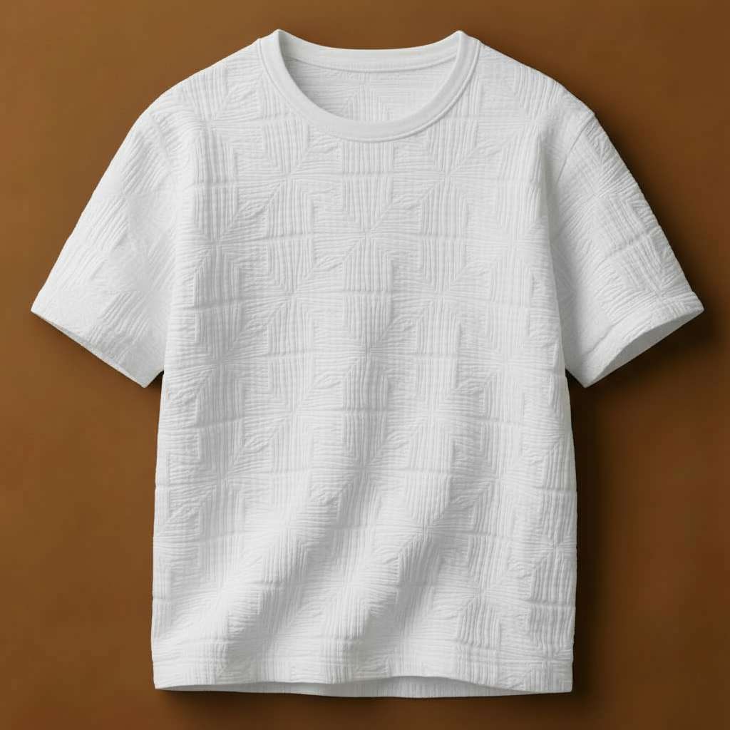 Geometric Texture White T-Shirt - White