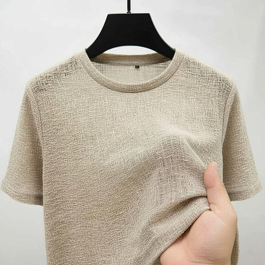 Minimalist Textured Beige T-Shirt