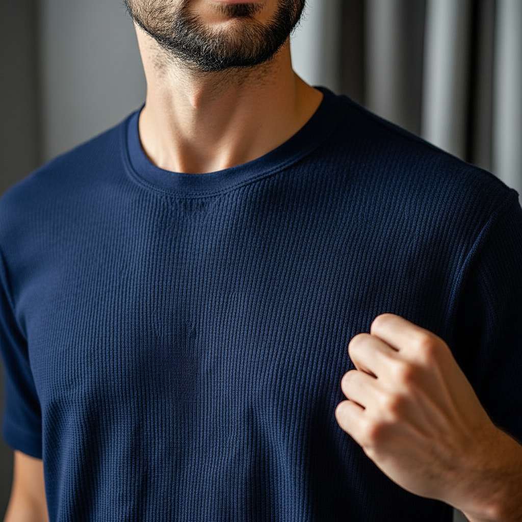 Clean and Simple White T-Shirt - Navy