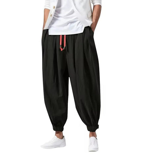 Breathable Cotton Harem Pants for Men - Relaxed Fit Streetwear Casu...