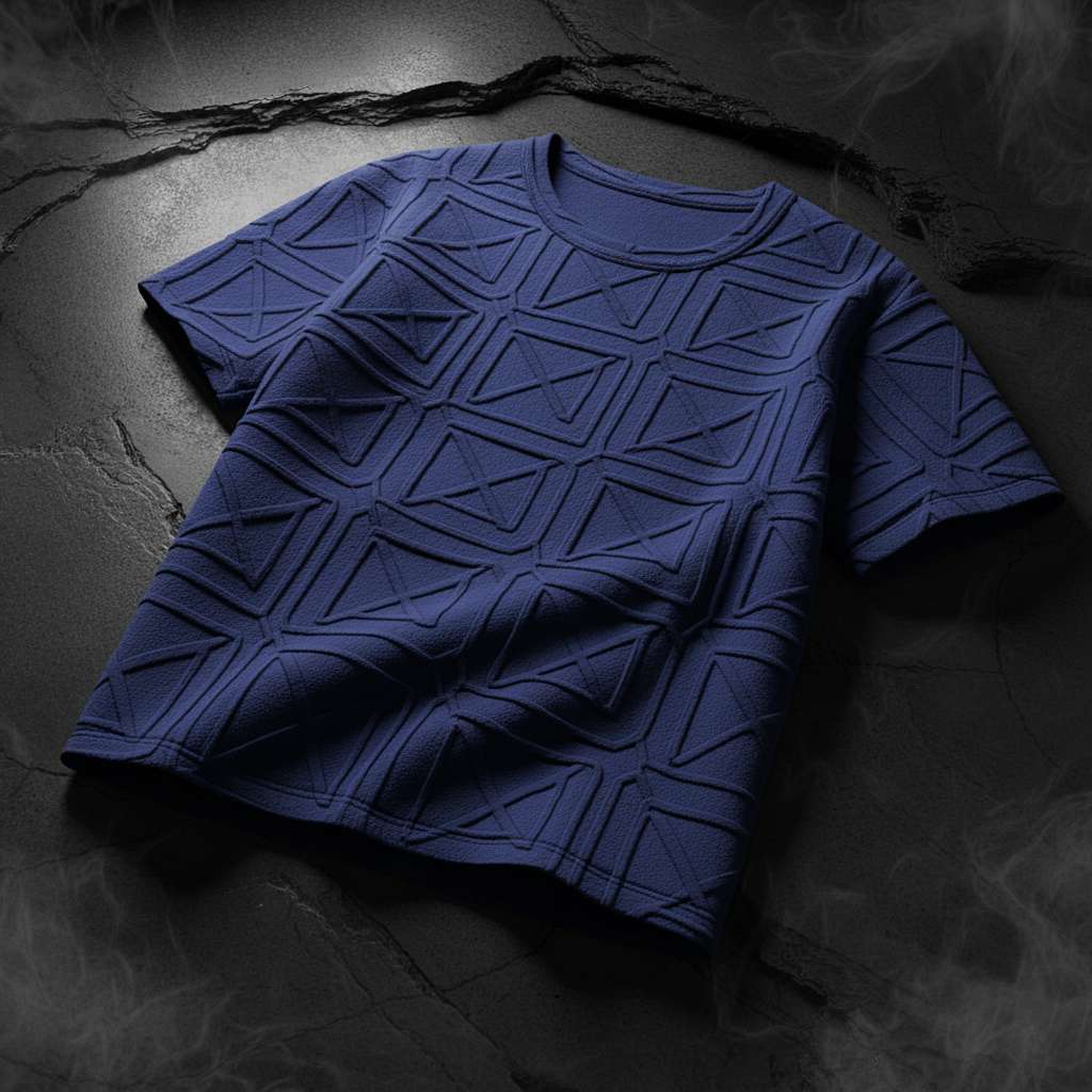 Geometric 3D T-Shirt Design - Navy