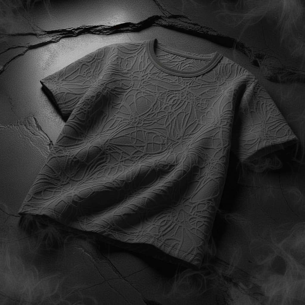 Embossed White-on-White T-Shirt - Grey