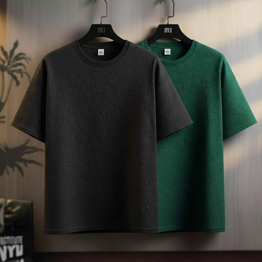 Embossed Texture T-Shirt - Black