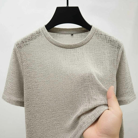 Casual Beige Grid T-Shirt