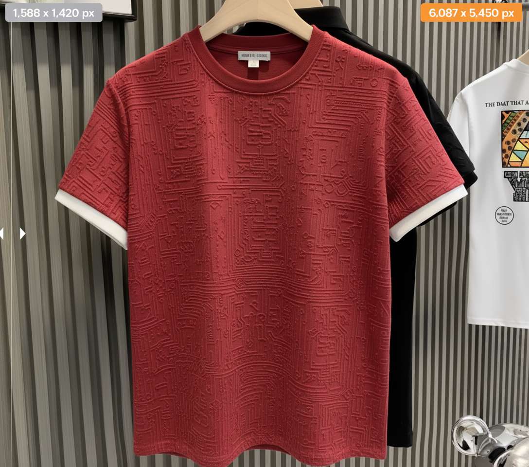 Tech-Inspired Embossed T-Shirt Design - Maroon