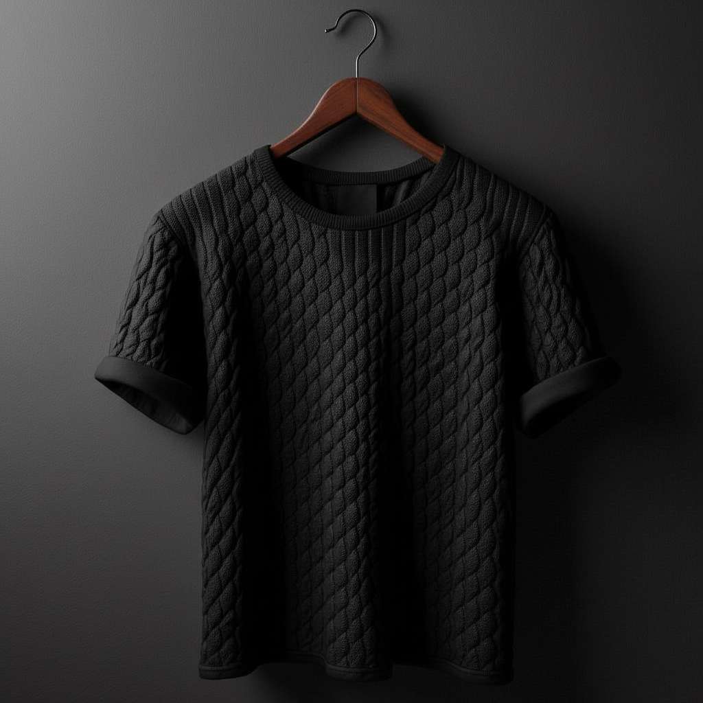 Quilted Diamond T-Shirt - Black