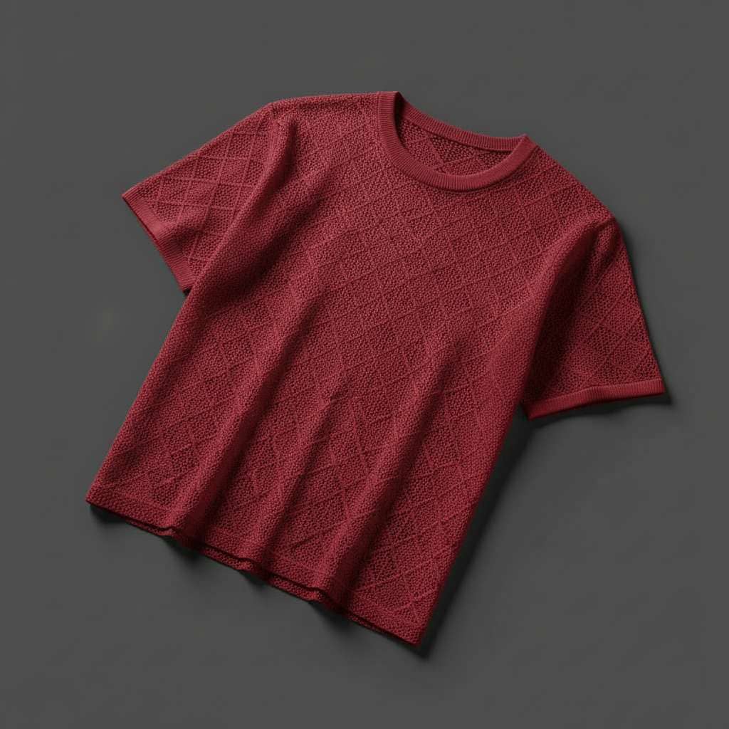 Sophisticated Lace T-Shirt in White - Maroon