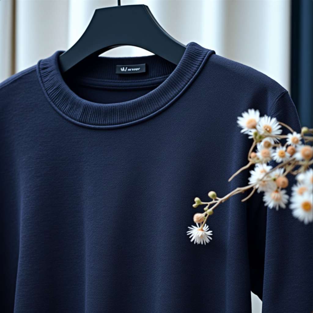 Minimalist Floral T-Shirt - Navy