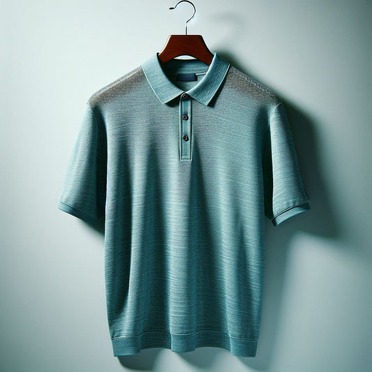 Muted Teal Polo Shirt with Classic Collar and Button Placket