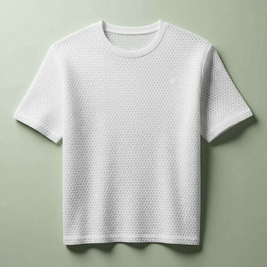 Minimalist Textured White T-Shirt - White