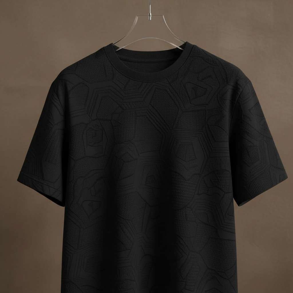 Sophisticated Geometric White T-Shirt - Black