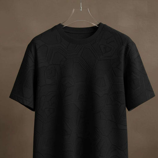 Sophisticated Geometric White T-Shirt - Black