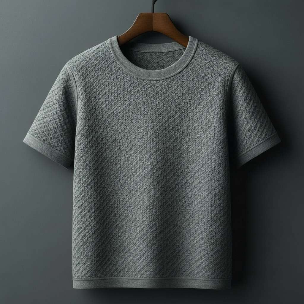 Minimalist Textured White T-Shirt - Grey