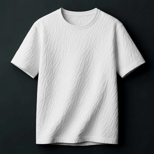 Minimalist Textured White T-Shirt - White