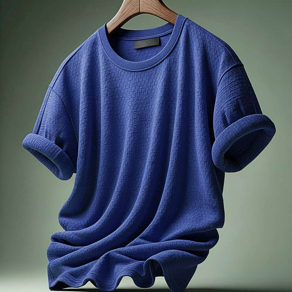 Modern Blue Textured T-Shirt