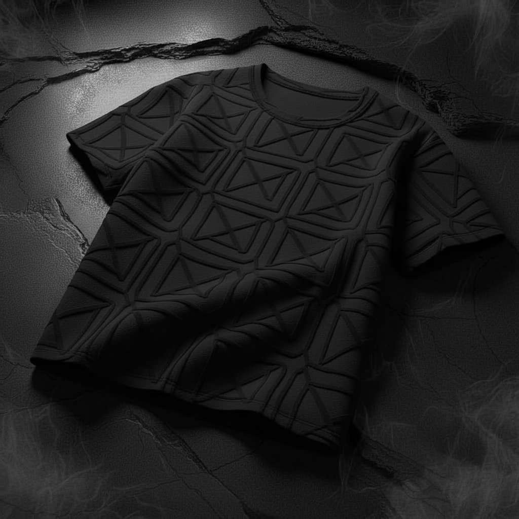 Geometric 3D T-Shirt Design - Black