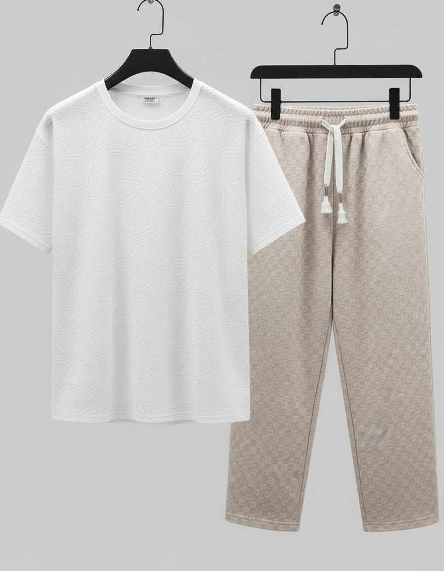 Minimalist Geometric Pattern T-Shirt - White