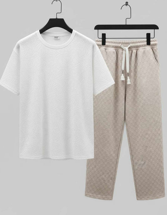 Minimalist Geometric Pattern T-Shirt - White