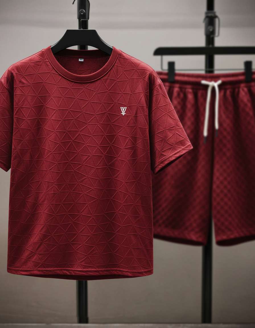 Minimalist Geometric T-Shirt - Maroon