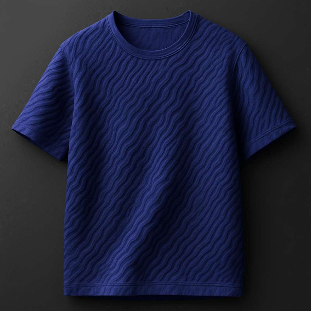 Sophisticated Wavy Pattern T-Shirt - Navy